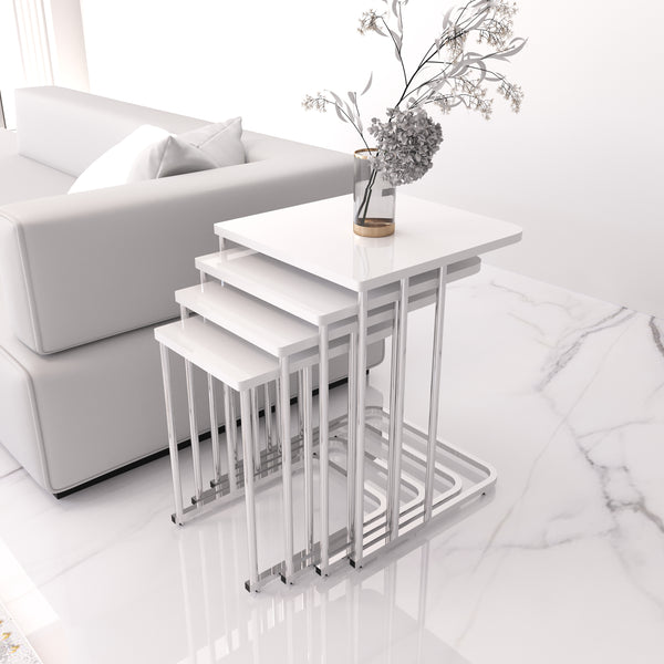 Albemo Fyrkantig Satsbord silver vit