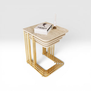 Eylul Fyrkantig Satsbord Gold (Beige)