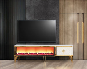 Roma TV-bänk med braskamin – Range Home