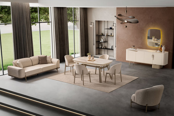 Stella Matbord + 4 Stolar + Consol + Spegel