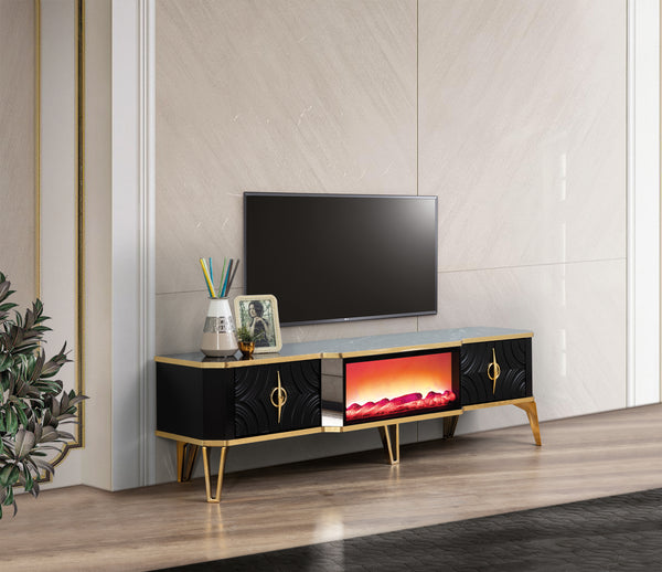 Viyana TV-bänk med braskamin – Range Home