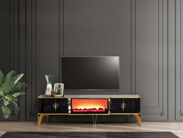 Viyana TV-bänk med braskamin – Range Home